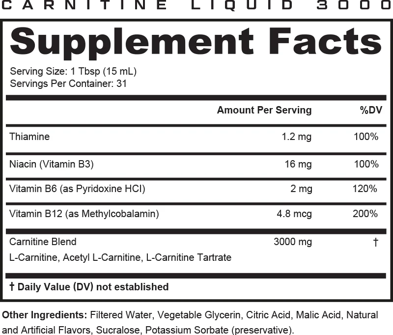 Liquid L-Carnitine 3000: Metabolism & Energy Support