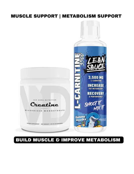 CREATINE-CARNITINE STACK: CREATINE MONOHYDRATE (Muscle + Recovery) + L-Carnitine 3500 (Metabolism + Energy)